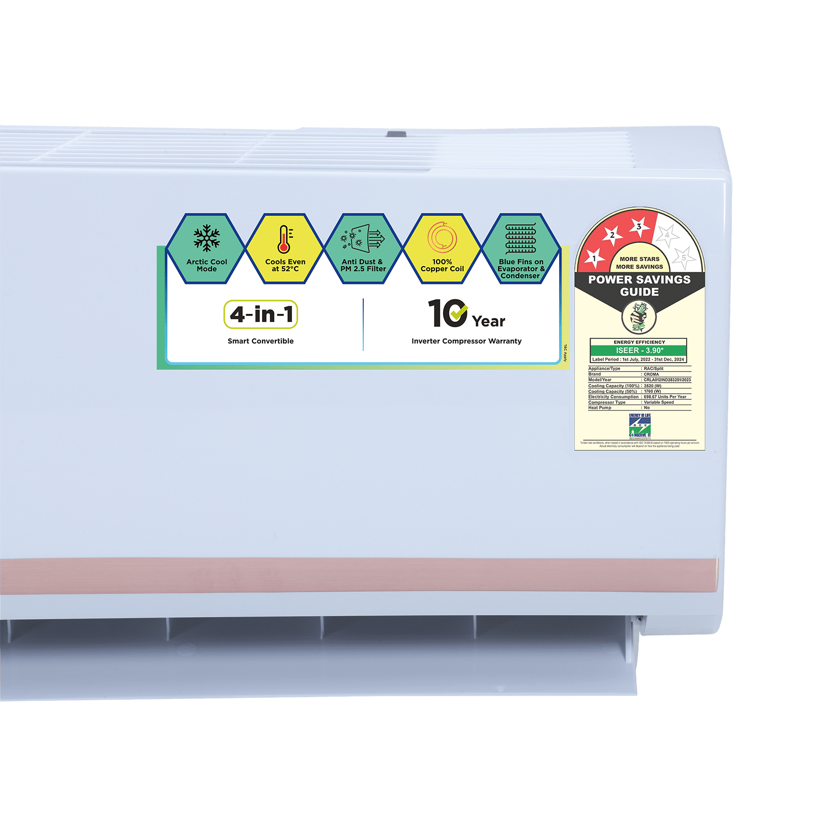 Buy Croma 4 In 1 Convertible 1 Ton 3 Star Inverter Split Ac With Dust Filter 2023 Model Copper 0740